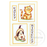 1049 F or C - Striped Cat Rubber Stamp