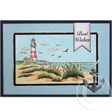 1492 GGG - Seaside and Lighthouse Rubber Stamp