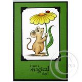 3607 GG - Mouse With Flower Rubber Stamp