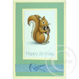 3610 F - Squirrel With Acorn Rubber Stamp