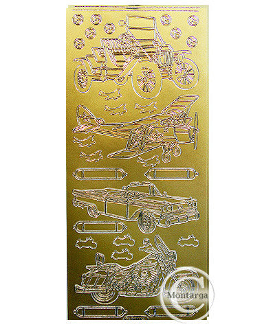 PeelCraft Stickers - Classic Cars & Planes - Gold PC1009G