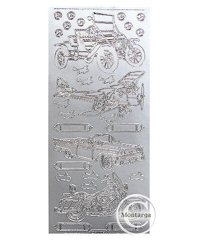 PeelCraft Stickers - Classic Cars & Planes - Silver PC1009S