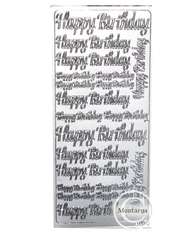 PeelCraft Stickers - Happy Birthday Lg Text - Silver PC2694S