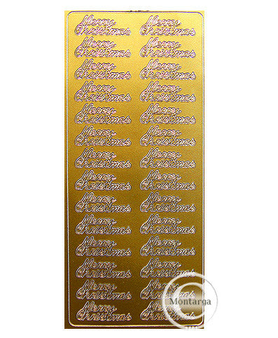 PeelCraft Stickers - Merry Christmas Text - Gold PC2721G