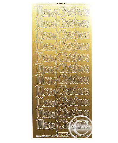 PeelCraft Stickers - Merry Christmas Script - Gold PC372G