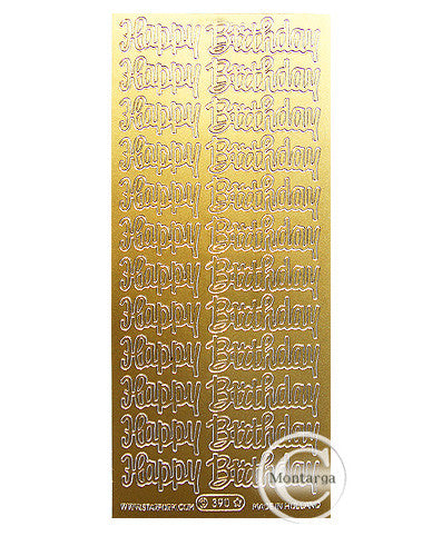 PeelCraft Stickers - Happy Birthday - Gold PC390G