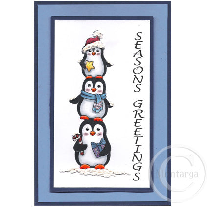 Card Sample - Christmas Penguins - Blue
