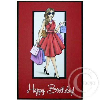 3545 GGG - Lady Shopping Rubber Stamp