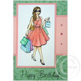 3545 GGG - Lady Shopping Rubber Stamp