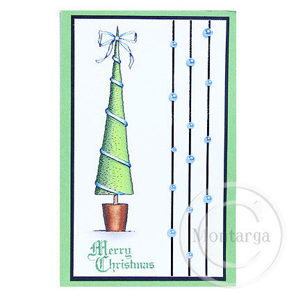 2296 FFF or BB - Skinny Christmas Tree Rubber Stamp