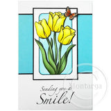 3295 GG - Tulips in Frame Rubber Stamp
