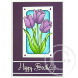 3295 GG - Tulips in Frame Rubber Stamp