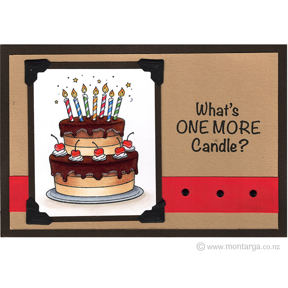 2855 D - One More Candle Wording Rubber Stamp