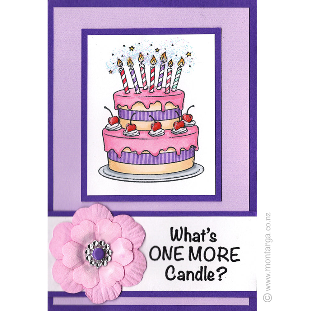 2855 D - One More Candle Wording Rubber Stamp