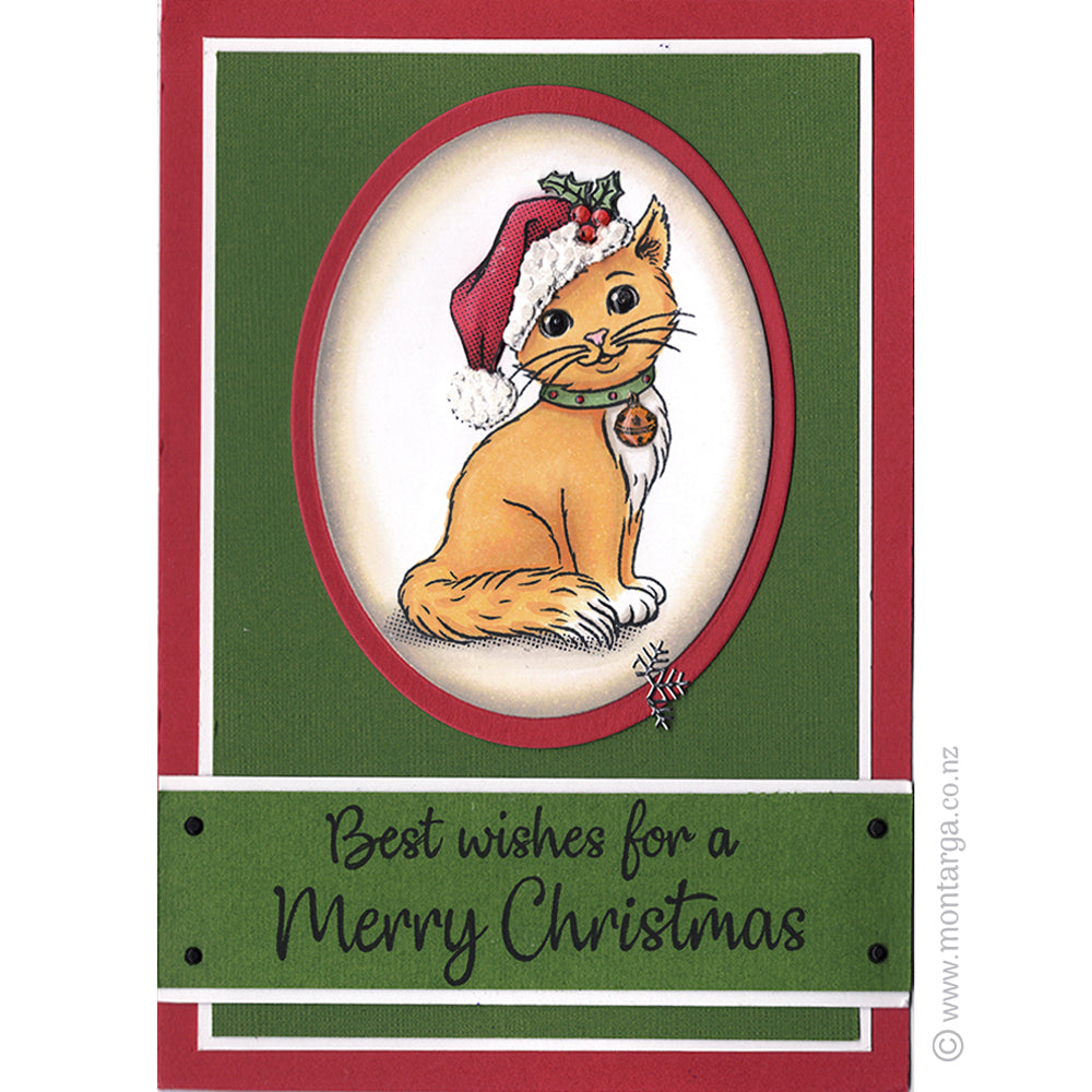 2392 G - Christmas Cat Rubber Stamp