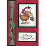 2387 F - Christmas Kiwi Rubber Stamp