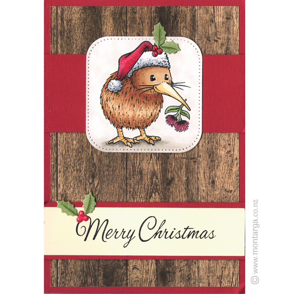 2387 F - Christmas Kiwi Rubber Stamp