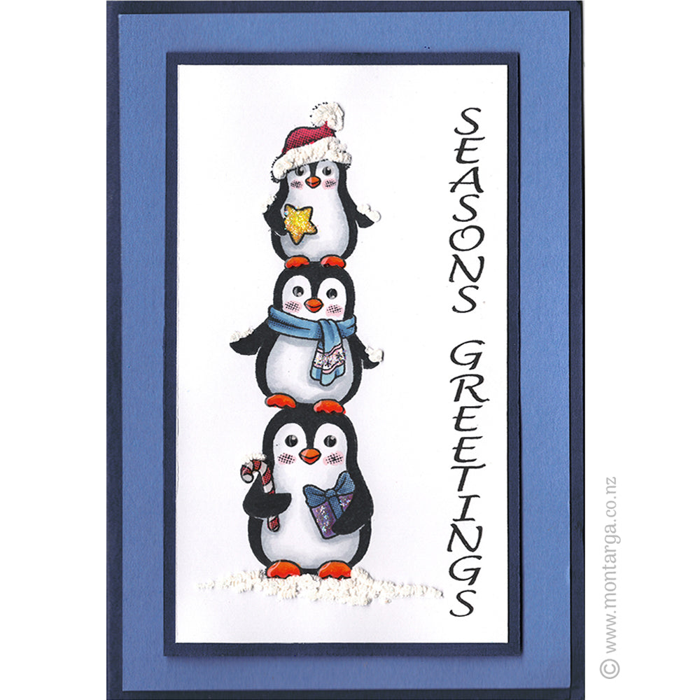 2408 FFF - Christmas Penguins Rubber Stamp