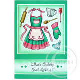 0119 B - What's Cooking Good Looking Wording Rubber Stamp