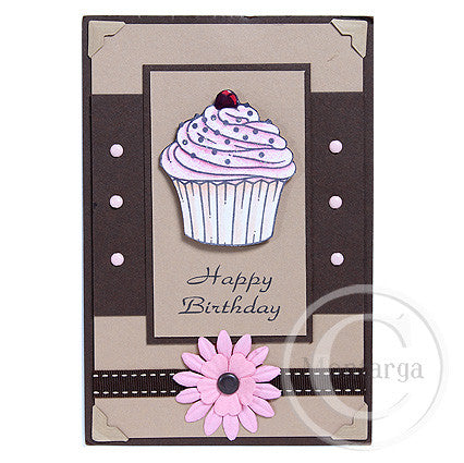 3835 C or F - Cupcake Rubber Stamp