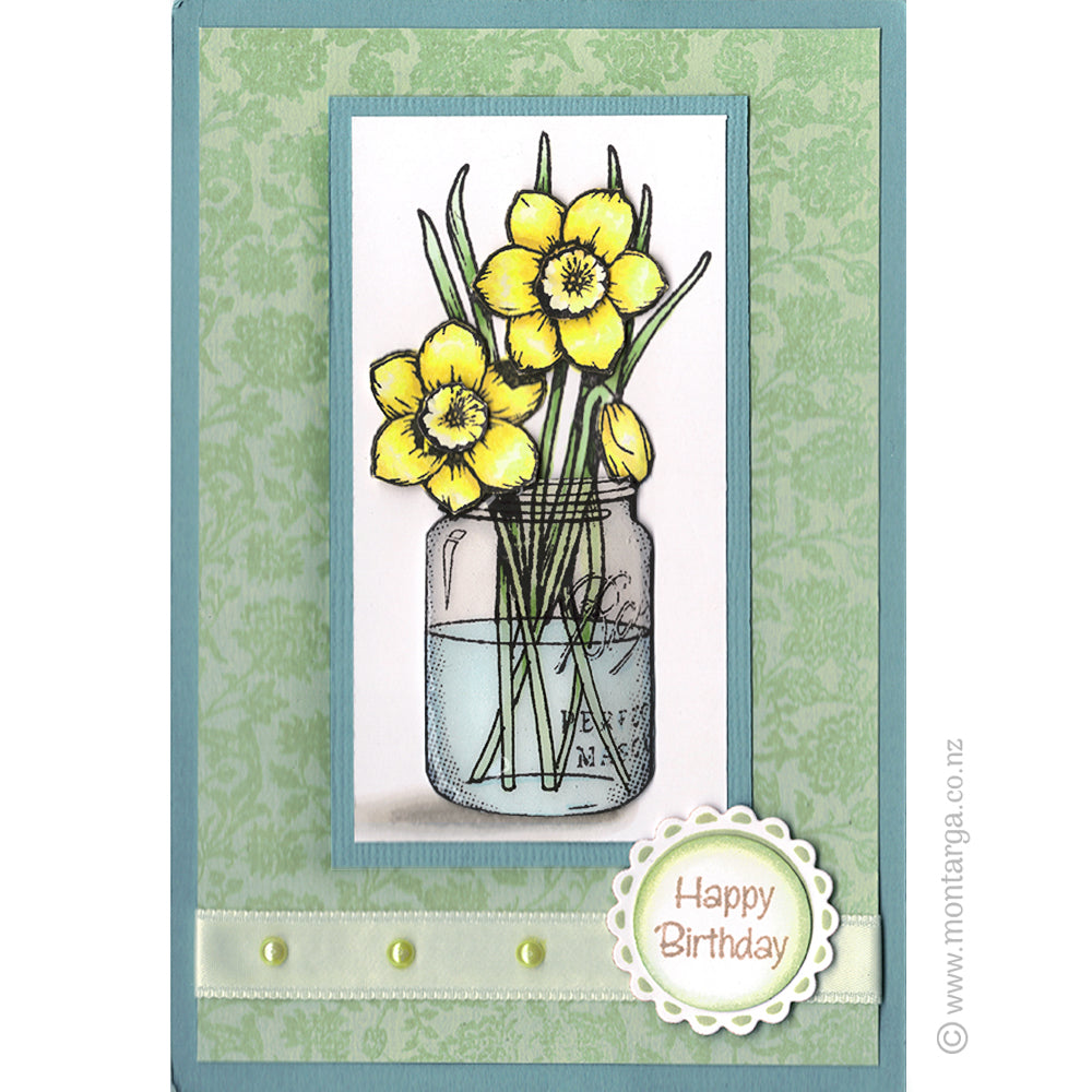 3859 E - Mason Jar Rubber Stamp