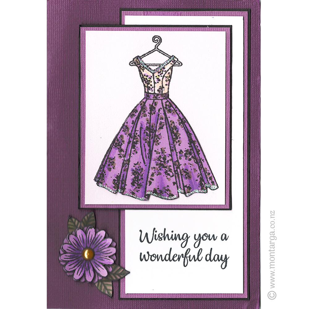 2793 B - Wishing You a Wonderful Day Wording Rubber Stamp