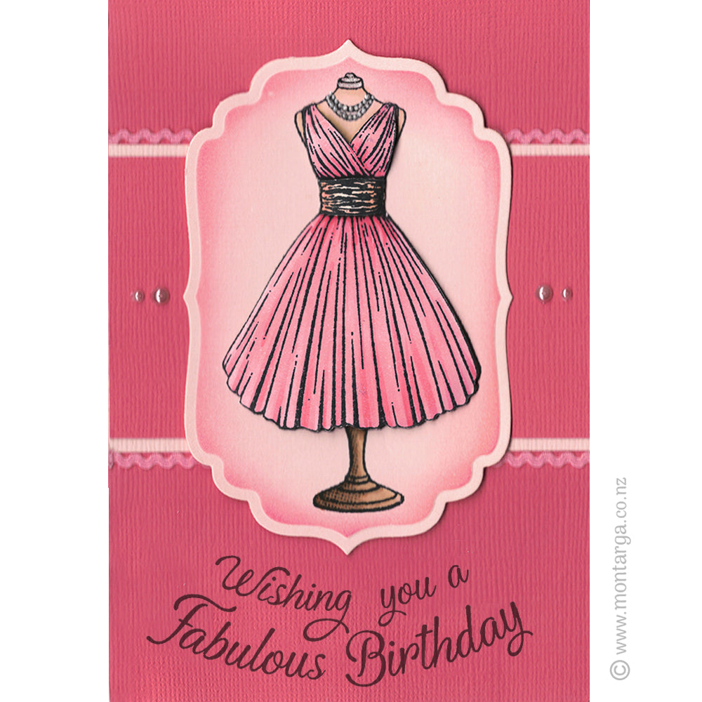 3855 GG - Dress On Mannequin Rubber Stamp