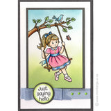 3559 GG Girl on Swing Rubber Stamp