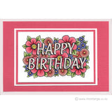 2838 GG - Flowery Happy Birthday Wording Rubber Stamp