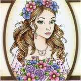 Card Sample - Girl with Flowers - Purple