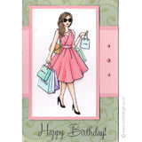 3545 GGG - Lady Shopping Rubber Stamp