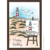 1492 GGG - Seaside and Lighthouse Rubber Stamp