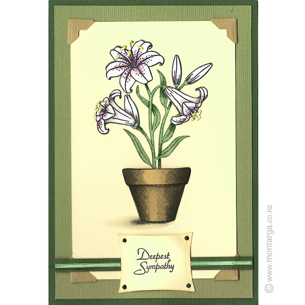 2336 GG - Lilies in Pot Rubber Stamp