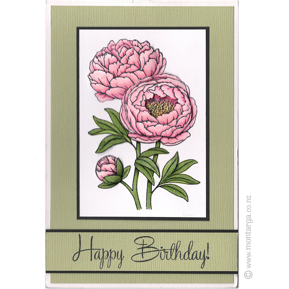 3292 GG - Peony Rose Rubber Stamp