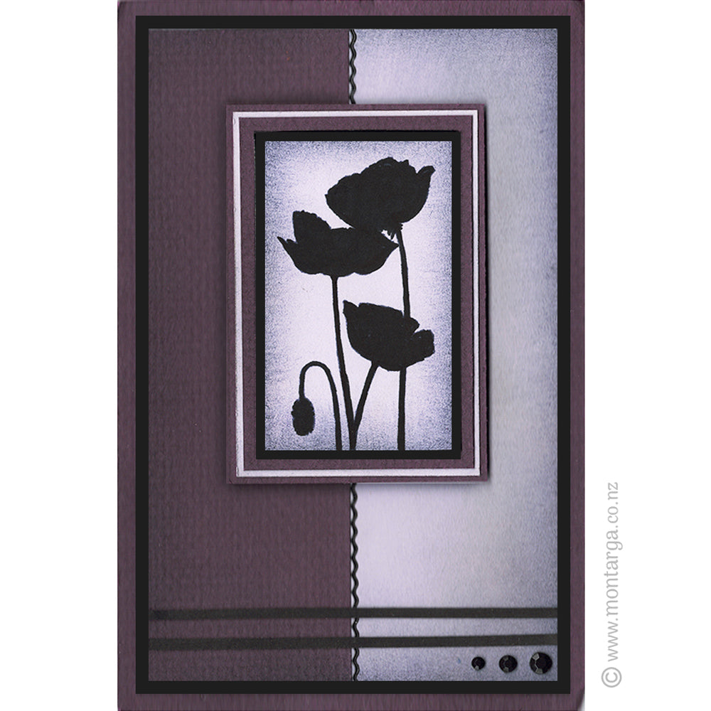 3268 FFF - Poppies silhouette Rubber Stamp