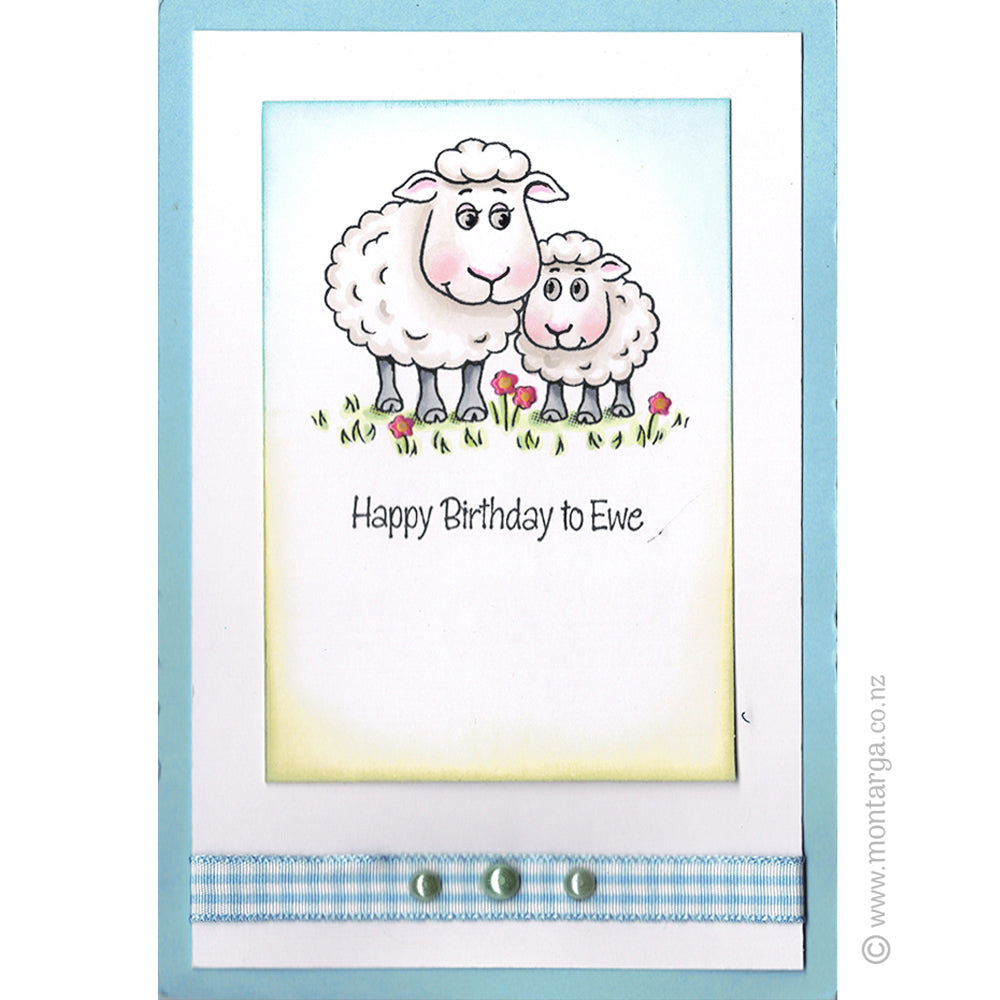 2790 B - Happy Birthday to Ewe Wording Rubber Stamp