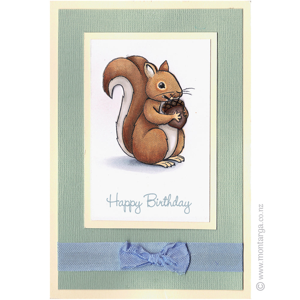 2845 B - Happy Birthday Wording Rubber Stamp