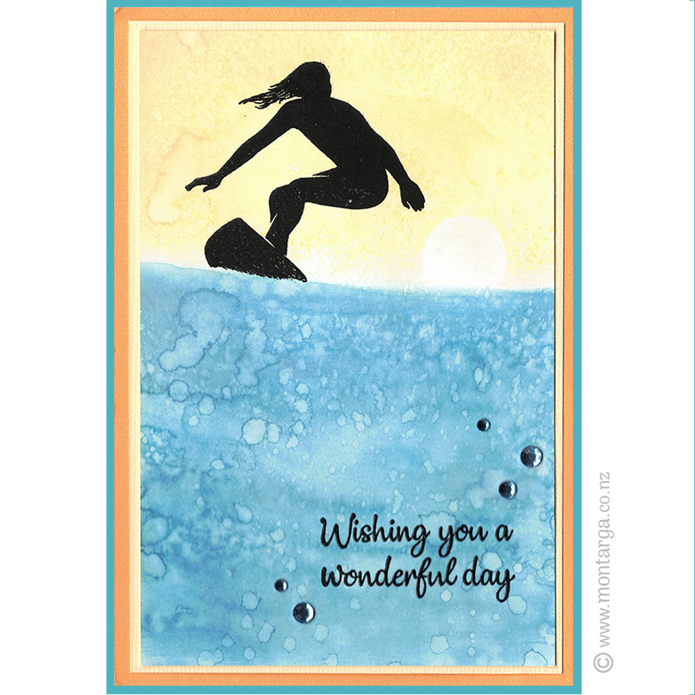 1498 F - Surfer Rubber Stamp