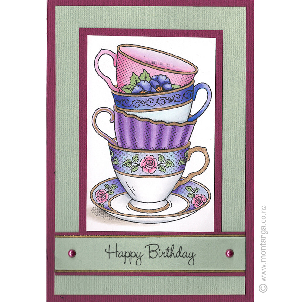 Card Sample - Teacup Stack - Birthday