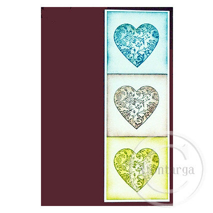 3407 D - Floral Heart Rubber Stamp