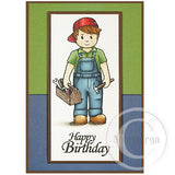 3538 GG - Boy With Tools Rubber Stamp