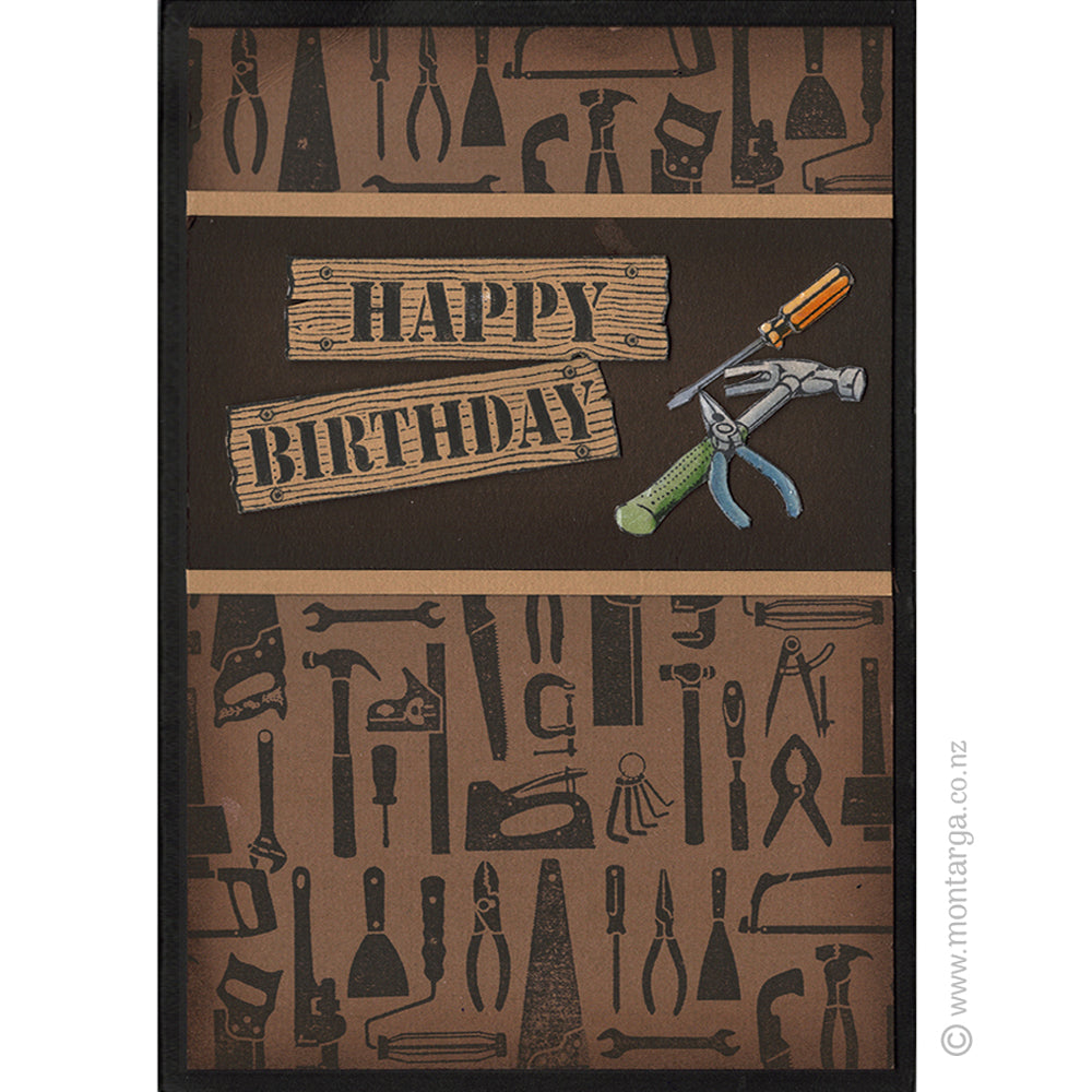 2785 E - Happy Birthday on Wood Rubber Stamp