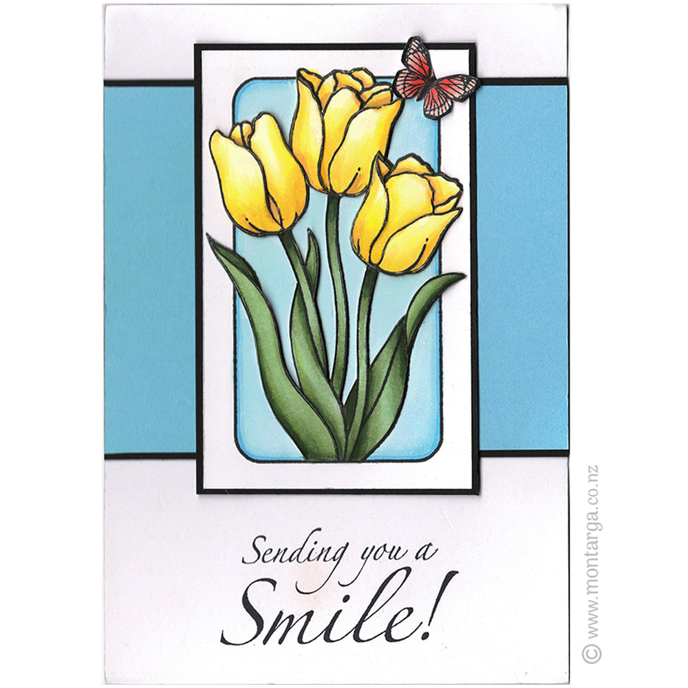 3295 GG - Tulips in Frame Rubber Stamp