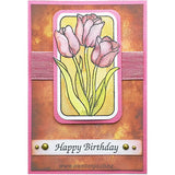 3295 GG - Tulips in Frame Rubber Stamp