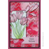 3295 GG - Tulips in Frame Rubber Stamp