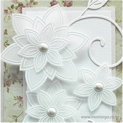 Card Sample - White Embossed Flowers