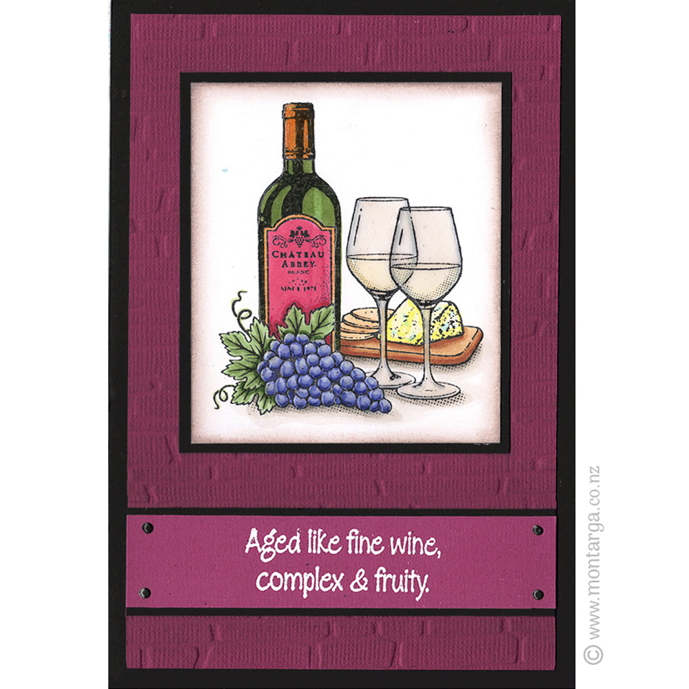 0191 B - Aged Like Fine Wine Wording Rubber Stamp