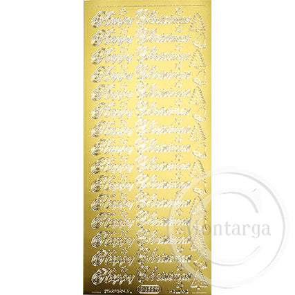 PeelCraft  Stickers - Happy Christmas - Gold PC355G