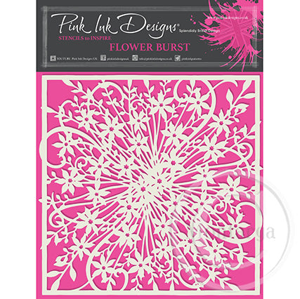 Pink Ink Design Stencil - Flower Burst ST013