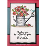 3454 G or H - Watering Can with Flowers Rubber Stamp